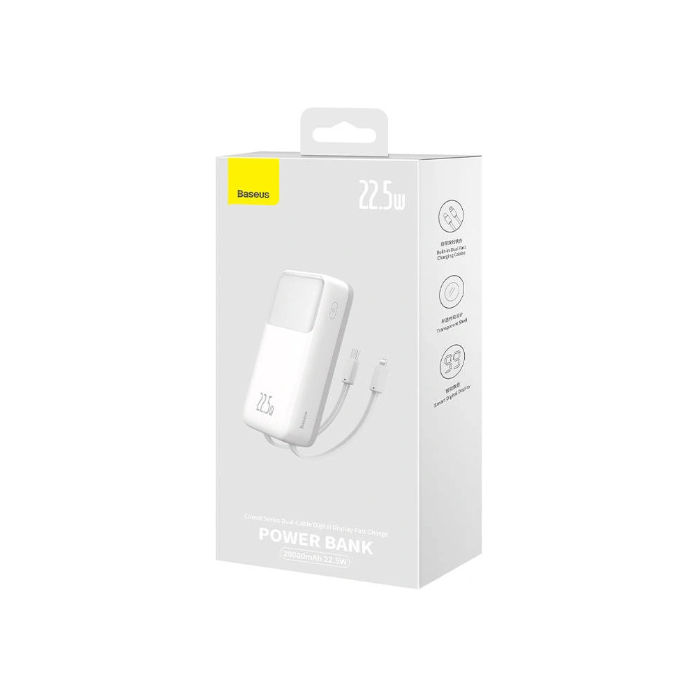 Hurtownia GSM - Powerbank Baseus Comet 20000mAh 22.5W + kabel USB-A/USB-C (bílý) - BSU4535 - {ean13} - Hurt