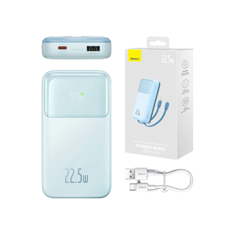 Hurtownia GSM - Powerbank Baseus Comet 20000mAh 22.5W + kabel USB-A/USB-C (modrý) - BSU4536 - {ean13} - Hurt