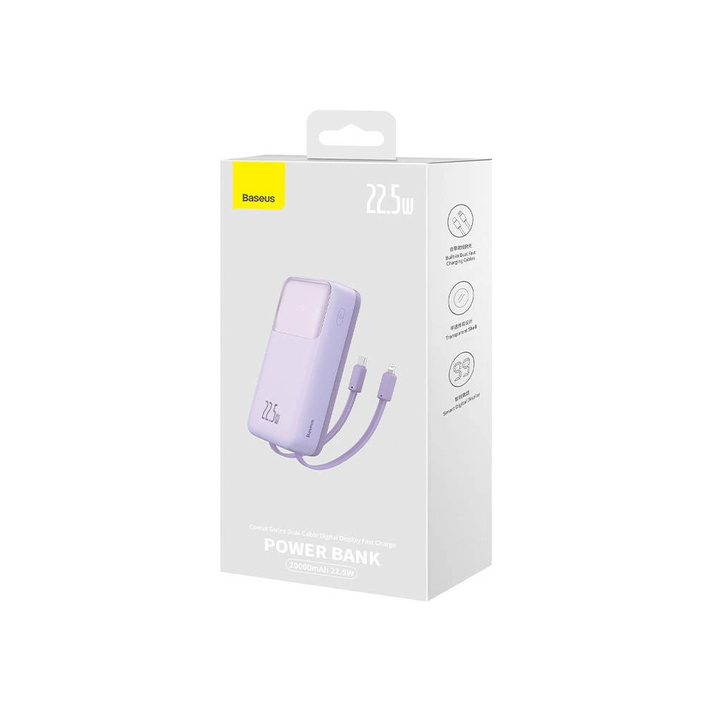 Hurtownia GSM - Powerbank Baseus Comet 20000mAh 22.5W + kabel USB-A/USB-C (fialový) - BSU4537 - {ean13} - Hurt