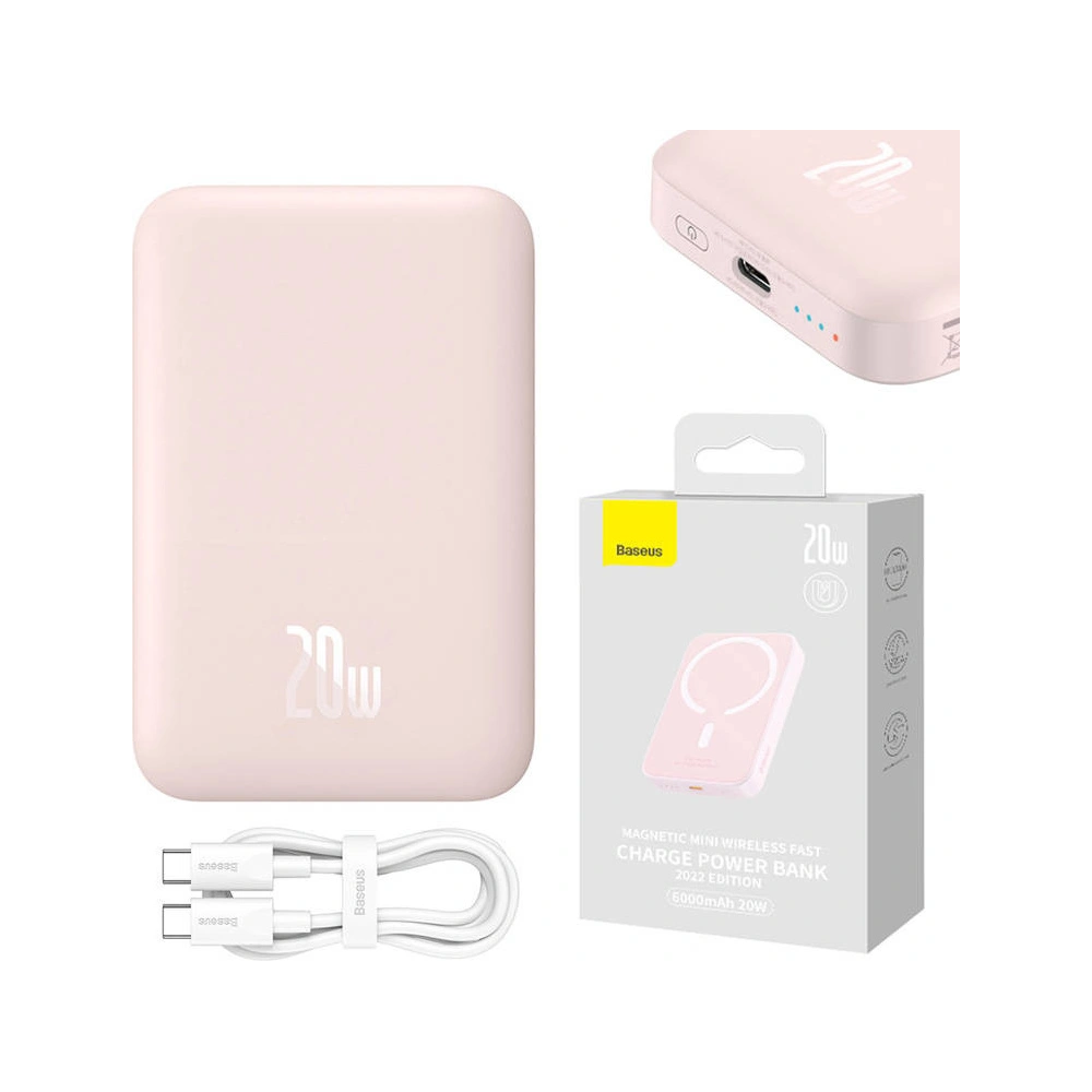 Hurtownia GSM - Powerbank Baseus Magnetic Mini 6000mAh 20W (růžový) - BSU4539 - {ean13} - Hurt