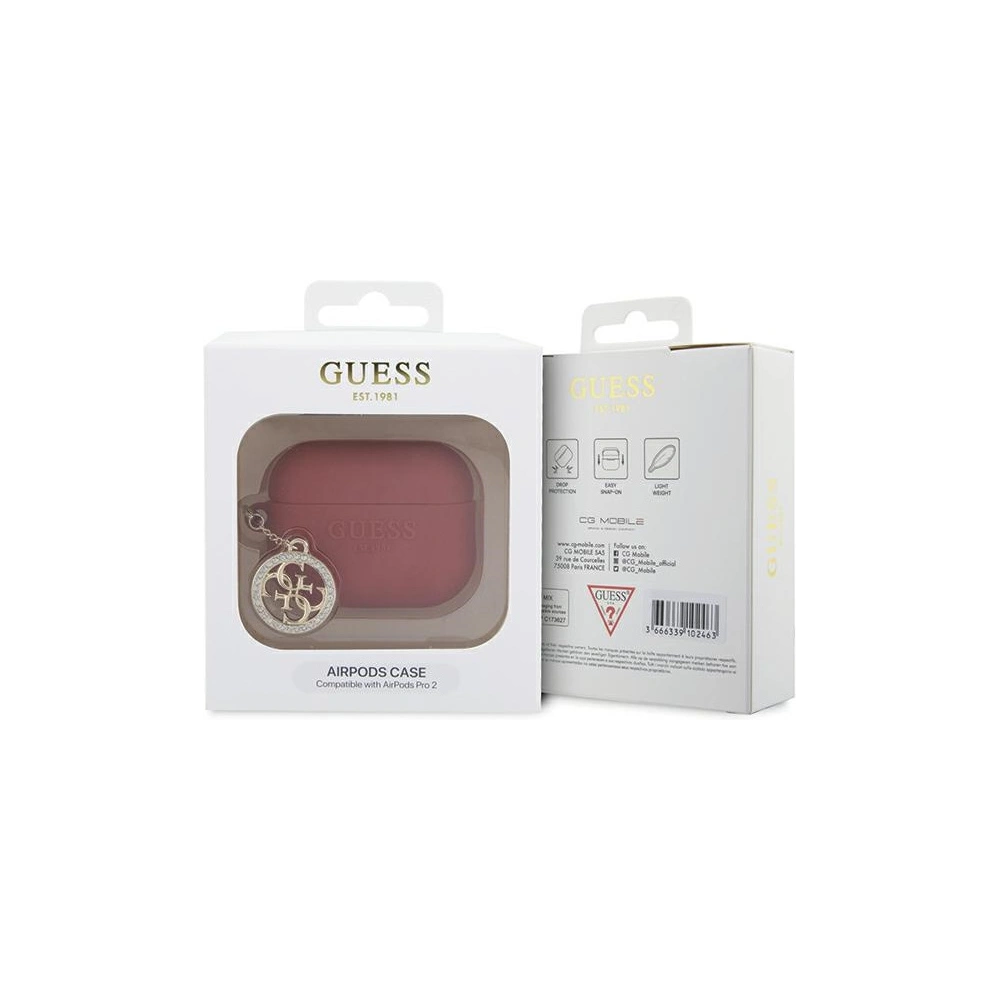 Etui Guess GUAP23DSLGHDF Apple AirPods Pro 2 cover czerwony/fuschia 3D Rubber 4G Diamond Charm