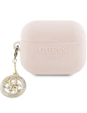 Etui Guess GUAP23DSLGHDP Apple AirPods Pro 2 kryt růžový/pink 3D guma 4G diamantový přívěsek