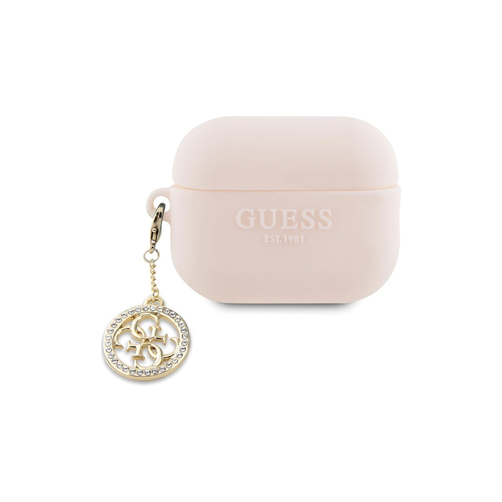 Hurtownia GSM - Etui Guess GUAP23DSLGHDP Apple AirPods Pro 2 tok rózsaszín/rozsdamentes 3D Gumi 4G Gyémánt Charm - GUE2677 - {ean13} - Hurt