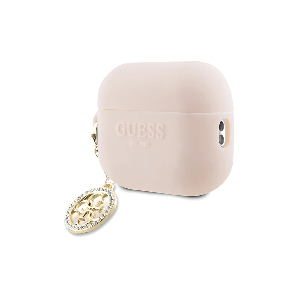 Hurtownia GSM - Etui Guess GUAP23DSLGHDP Apple AirPods Pro 2 tok rózsaszín/rozsdamentes 3D Gumi 4G Gyémánt Charm - GUE2677 - {ean13} - Hurt