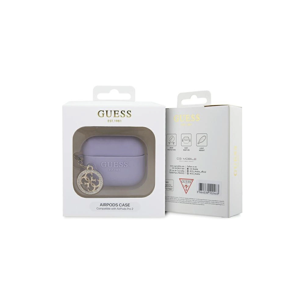 Hurtownia GSM - Etui Guess GUAP23DSLGHDU Apple AirPods Pro 2 husă purpurie/purple 3D Rubber 4G Diamond Charm - GUE2678 - {ean13} - Hurt