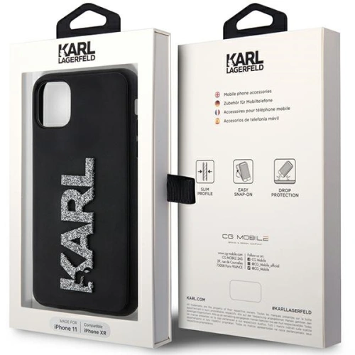 Etui Karl Lagerfeld KLHCN613DMBKCK Apple iPhone 11/XR czarny/black hardcase 3D Rubber Glitter Logo