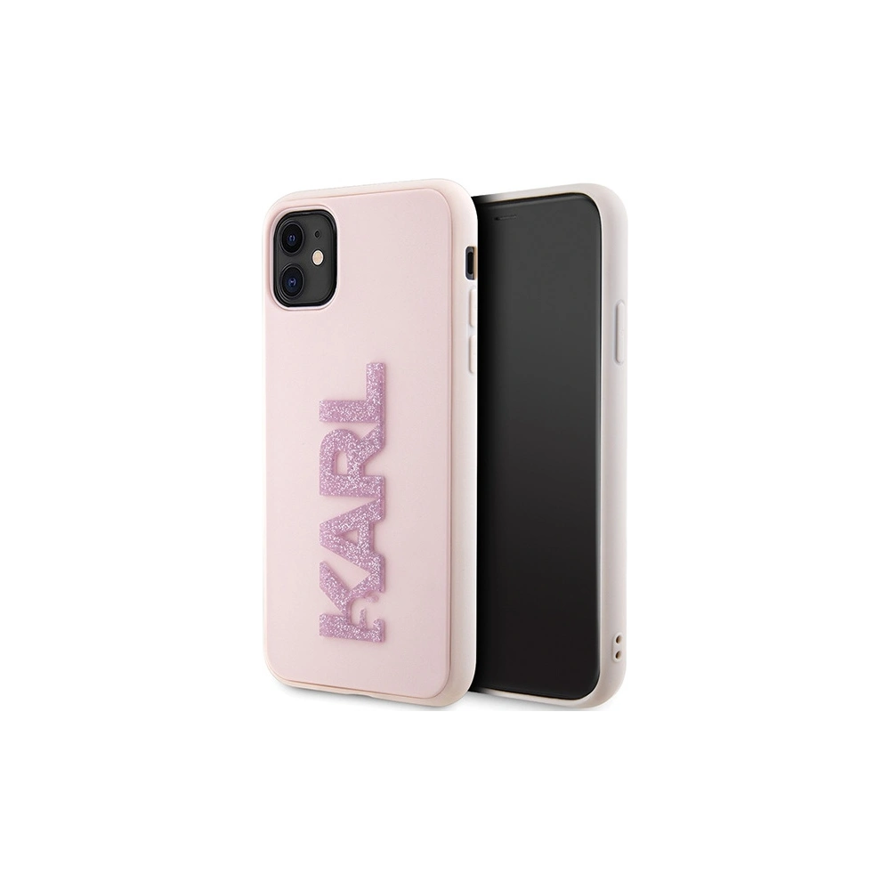Wholesale Karl Lagerfeld KLHCN613DMBKCP Apple iPhone 11/XR pink hardcase 3D Rubber Glitter Logo - KLD1605 - {ean13} - Hurt