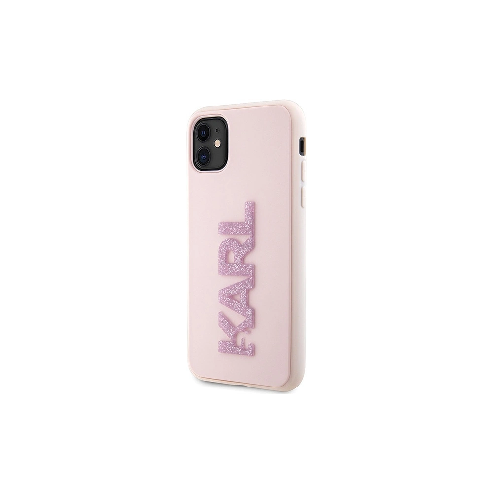 Wholesale Karl Lagerfeld KLHCN613DMBKCP Apple iPhone 11/XR pink hardcase 3D Rubber Glitter Logo - KLD1605 - {ean13} - Hurt