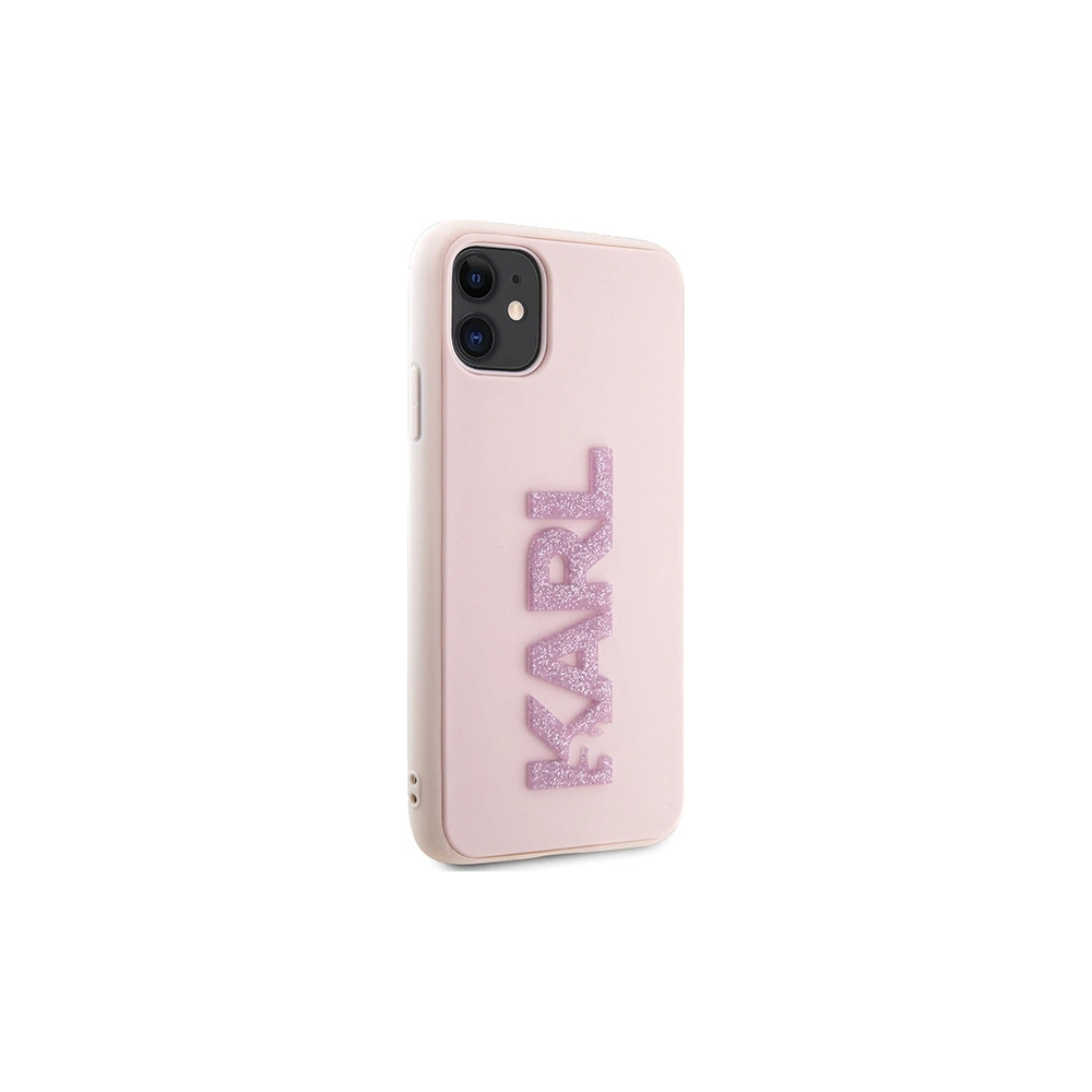 Wholesale Karl Lagerfeld KLHCN613DMBKCP Apple iPhone 11/XR pink hardcase 3D Rubber Glitter Logo - KLD1605 - {ean13} - Hurt