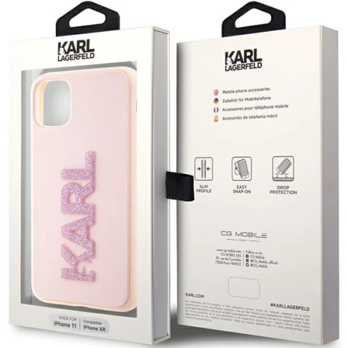 Etui Karl Lagerfeld KLHCN613DMBKCP Apple iPhone 11/XR różowy/pink hardcase 3D Rubber Glitter Logo