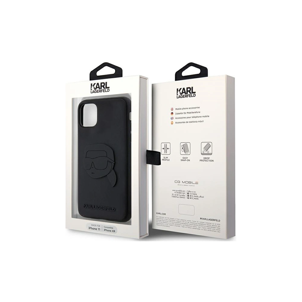 Wholesale Karl Lagerfeld KLHCN613DRKNK Apple iPhone 11/XR black hardcase Rubber Karl Head 3D - KLD1606 - {ean13} - Hurt