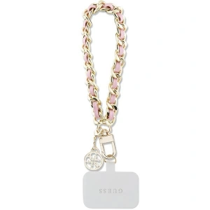 Pasek Guess GUOUCHSAMC4P Universal Hand Strap różowy/pink Saffiano Chain 4G Charm
