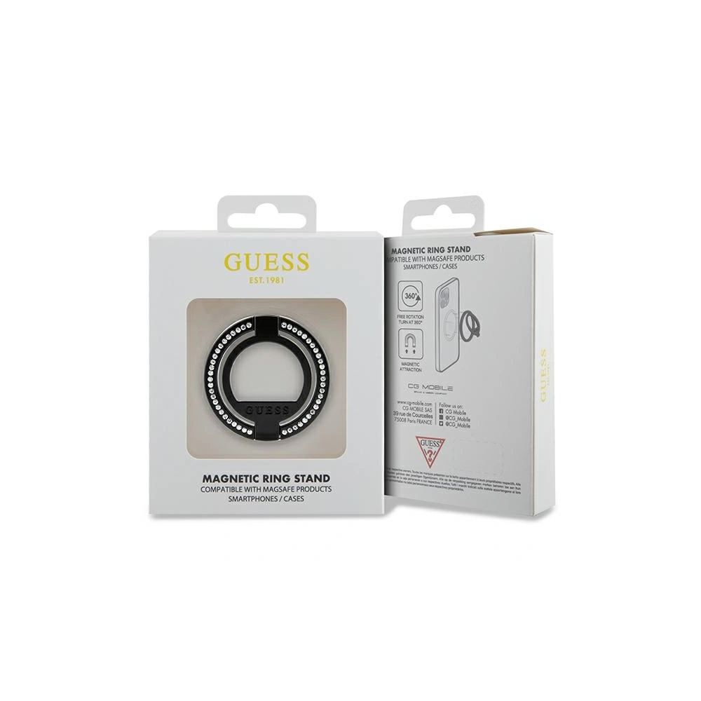 Hurtownia GSM - Uchwyt na palec Guess MagSafe Ring Stand GUMRSALDGK czarny/black Rhinestone - GUE2686 - {ean13} - Hurt