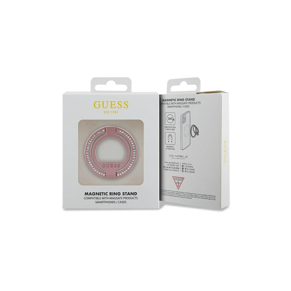 Hurtownia GSM - Uchwyt na palec Guess MagSafe Ring Stand GUMRSALDGP růžový/pink Rhinestone - GUE2687 - {ean13} - Hurt