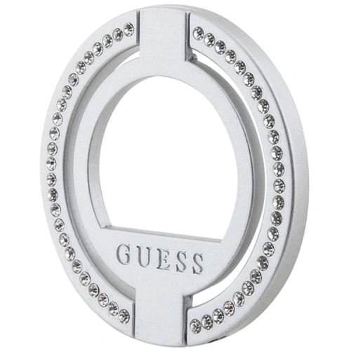 Uchwyt na palec Guess MagSafe Ring Stand GUMRSALDGS srebrny/silver Rhinestone