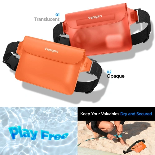 Etui wodoszczelne Spigen A620 Universal Waterproof Waist Bag Sunset Orange [2 PACK]