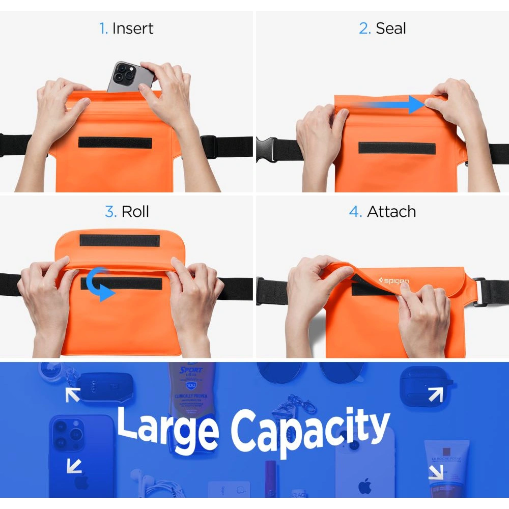 Hurtownia GSM - Wasserdichtes Etui Spigen A620 Universelle Wasserdichte Hüfttasche Sonnenuntergang Orange [2 PACK] - SPN2923 - {ean13} - Hurt