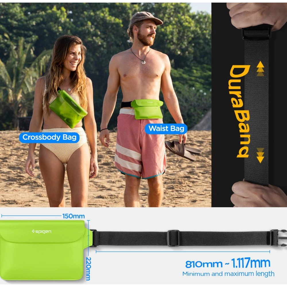 Hurtownia GSM - Wasserdichte Hülle Spigen A620 Universal Wasserdichte Hüfttasche Kaktusgrün [2 PACK] - SPN2924 - {ean13} - Hurt