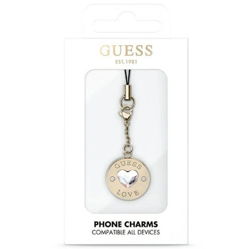 Zawieszka Guess GUCPMHGLD Phone Strap Heart Diamond Charm with Rhinestones