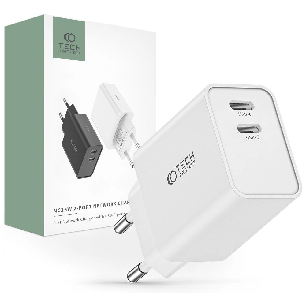 Hurtownia GSM - Netzteil Tech-Protect C35W 2-Port Netzladegerät PD 35W Weiß - THP2185 - {ean13} - Hurt