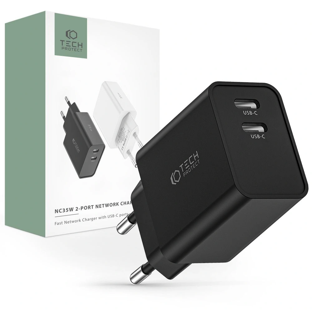 Hurtownia GSM - Netzteil Tech-Protect C35W 2-Port Netzladegerät PD 35W Schwarz - THP2186 - {ean13} - Hurt