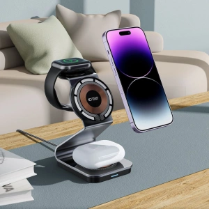 Hurtownia GSM - Vezeték nélküli töltő Tech-Protect Qi15W-A29 3in1 Magnetic MagSafe vezeték nélküli töltő Fekete - THP2187 - {ean13} - Hurt