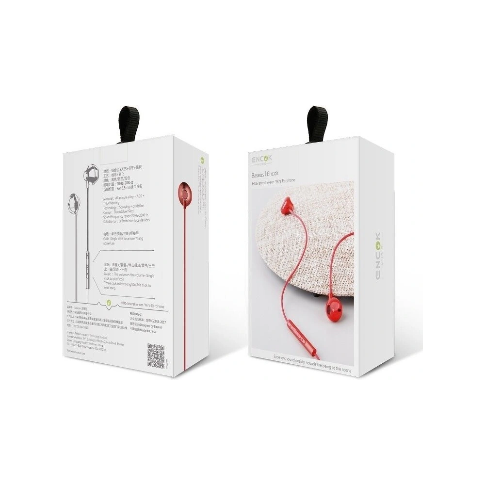 Hurtownia GSM - Sluchátka Baseus Encok H06 - červené - BSU158RED - {ean13} - Hurt