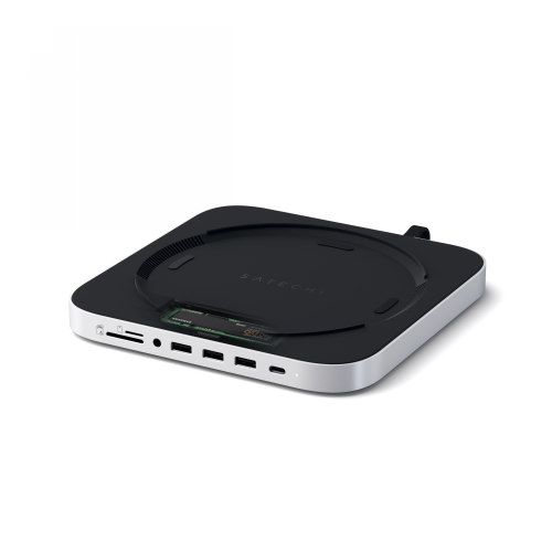 Satechi Distributor - 879961009939 - STH73 - Satechi Aluminum SSD Hub for Apple Mac Mini with USB-C, 3x USB-A, micro/SD card reader, jack - B2B homescreen