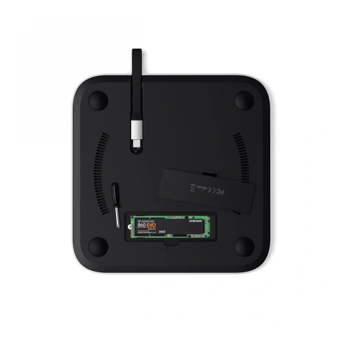 Podstawka Satechi Aluminium Hub SSD do Apple Mac Mini z USB-C, 3x USB-A, czytnik kart micro/SD, jack