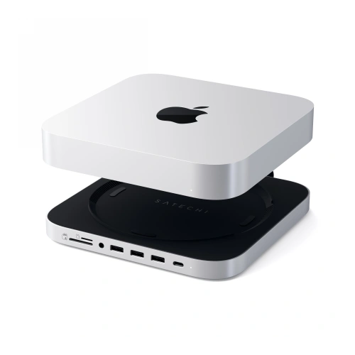 Podstawka Satechi Aluminium Hub SSD do Apple Mac Mini z USB-C, 3x USB-A, czytnik kart micro/SD, jack