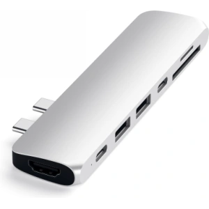 Hurtownia GSM - Hub Adapter Satechi Pro dupla USB-C-vel az Apple MacBookhoz 2x USB-A, 4K HDMI, micro/SD kártyaolvasó (ezüst) - STH77 - {ean13} - Hurt