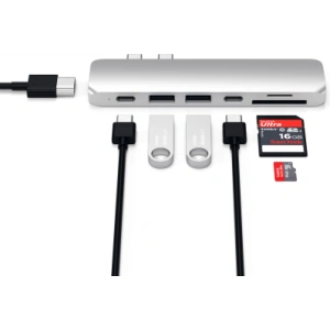 Hurtownia GSM - Hub Adapter Satechi Pro dupla USB-C-vel az Apple MacBookhoz 2x USB-A, 4K HDMI, micro/SD kártyaolvasó (ezüst) - STH77 - {ean13} - Hurt