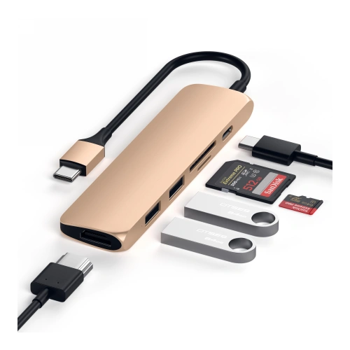 Hub Satechi Adapter V2 do urządzeń mobilnych USB-C PD, 2x USB-A, 4K HDMI, czytnik kart micro SD