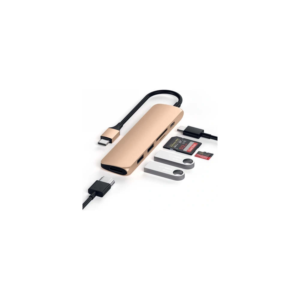 Wholesale Satechi Adapter V2 for mobile devices USB-C PD, 2x USB-A, 4K HDMI, micro SD card reader - STH78 - {ean13} - Hurt