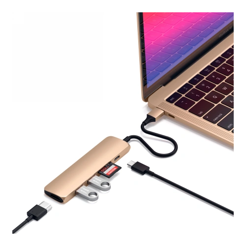 Hub Satechi Adapter V2 do urządzeń mobilnych USB-C PD, 2x USB-A, 4K HDMI, czytnik kart micro SD