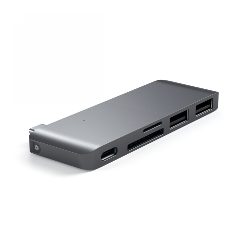 Satechi Distributor - 879961005634 - STH82 - Satechi Type-C USB Pass-through hub for mobile devices USB-C, 60W, 2x USB-A, micro/SD card reader space gray - B2B homescreen