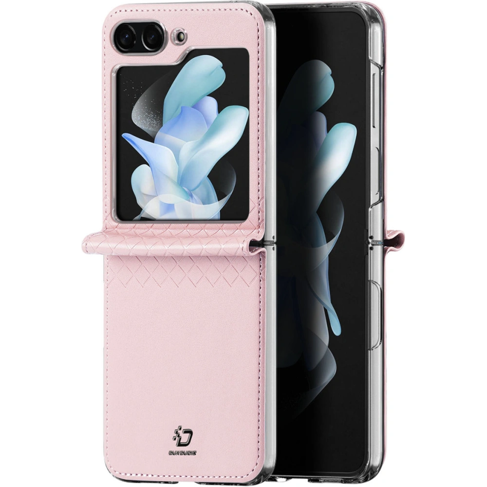 Hurtownia GSM - Etui Samsung Galaxy Z Flip 5 5G kožené s klopnou peněženkový obal na zadní stranu Dux Ducis Bril růžové - DDS1798 - {ean13} - Hurt