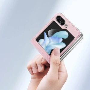 Hurtownia GSM - Etui Samsung Galaxy Z Flip 5 5G aus Leder mit Klappe Geldbörse Rückenschutzhülle Dux Ducis Bril rosa - DDS1798 - {ean13} - Hurt