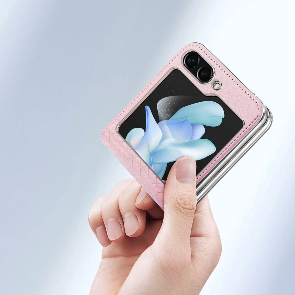 Hurtownia GSM - Etui Samsung Galaxy Z Flip 5 5G kožené s klopnou peněženkový obal na zadní stranu Dux Ducis Bril růžové - DDS1798 - {ean13} - Hurt