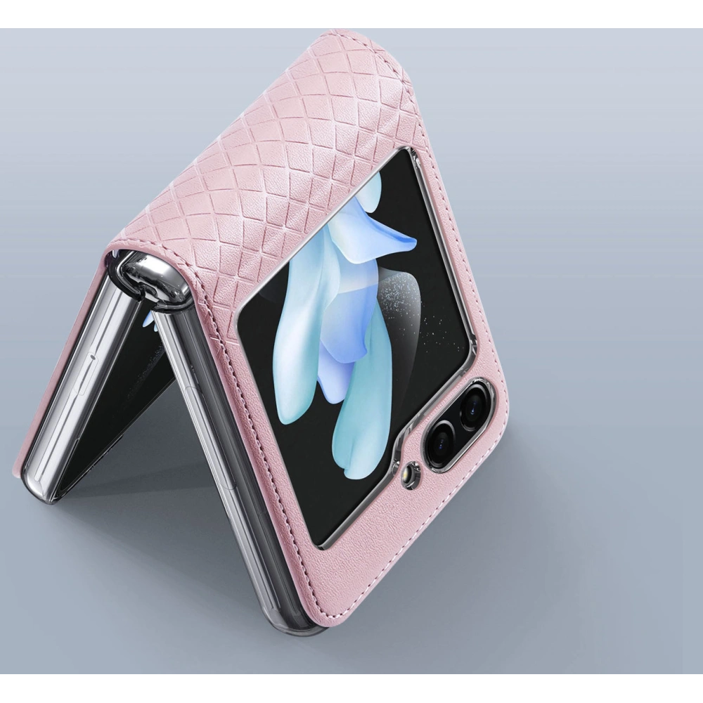 Hurtownia GSM - Etui Samsung Galaxy Z Flip 5 5G kožené s klopnou peněženkový obal na zadní stranu Dux Ducis Bril růžové - DDS1798 - {ean13} - Hurt