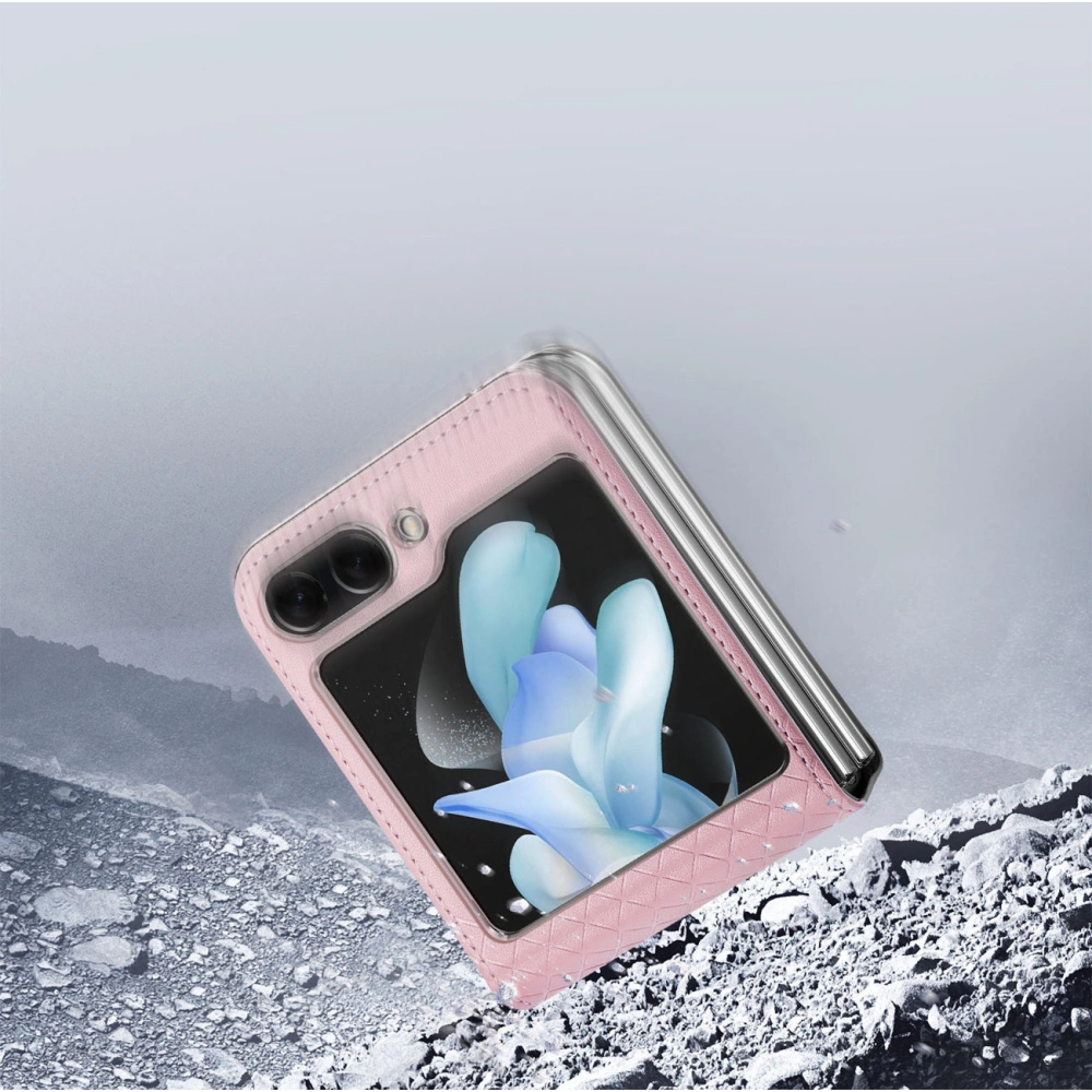 Hurtownia GSM - Etui Samsung Galaxy Z Flip 5 5G kožené s klopnou peněženkový obal na zadní stranu Dux Ducis Bril růžové - DDS1798 - {ean13} - Hurt