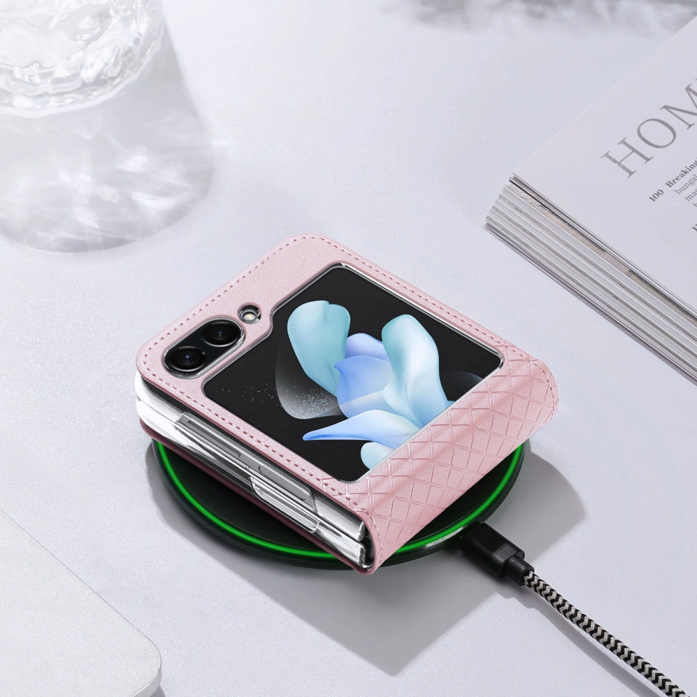 Hurtownia GSM - Etui Samsung Galaxy Z Flip 5 5G kožené s klopnou peněženkový obal na zadní stranu Dux Ducis Bril růžové - DDS1798 - {ean13} - Hurt