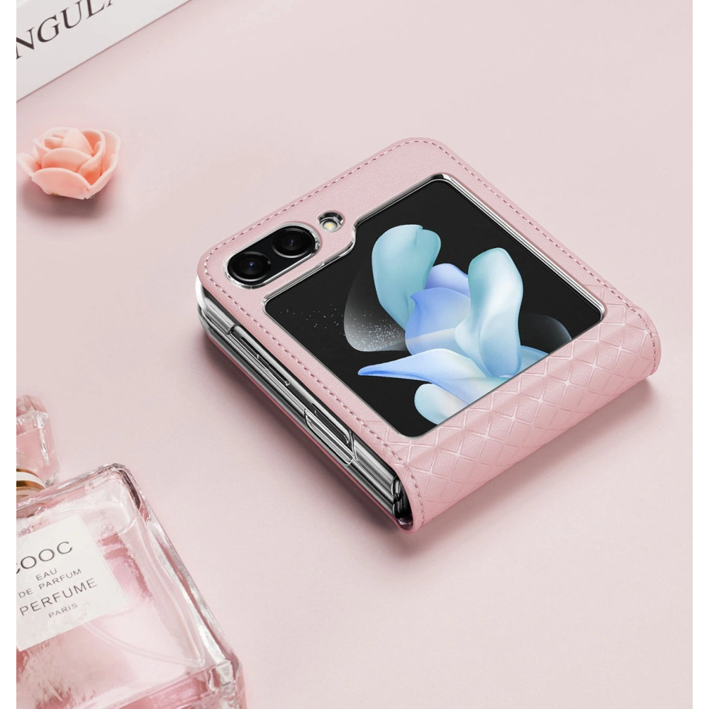 Hurtownia GSM - Etui Samsung Galaxy Z Flip 5 5G kožené s klopnou peněženkový obal na zadní stranu Dux Ducis Bril růžové - DDS1798 - {ean13} - Hurt