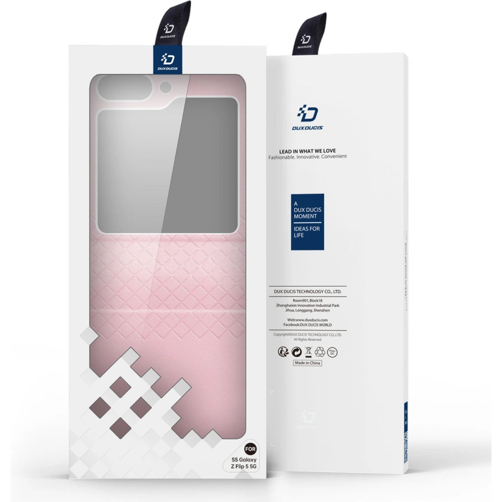 Hurtownia GSM - Etui Samsung Galaxy Z Flip 5 5G kožené s klopnou peněženkový obal na zadní stranu Dux Ducis Bril růžové - DDS1798 - {ean13} - Hurt