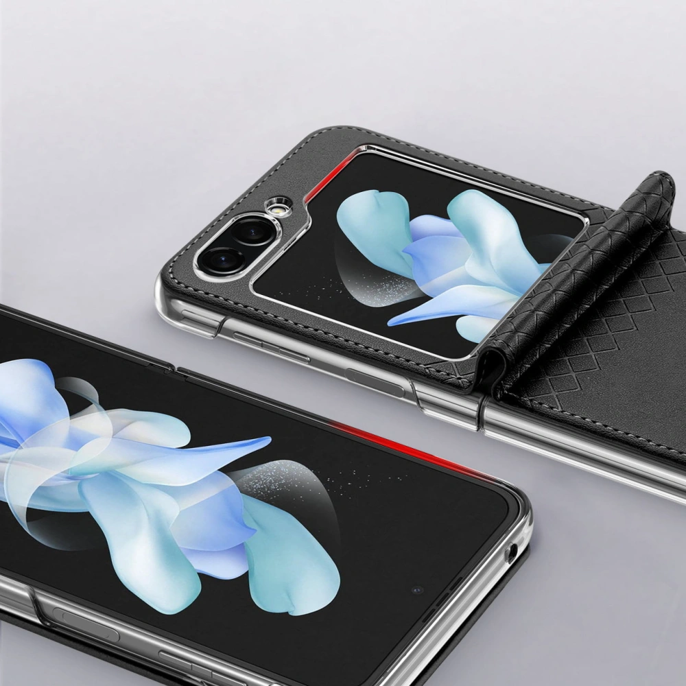 Hurtownia GSM - Etui Samsung Galaxy Z Flip 5 5G din piele cu clapetă, husă portofel pentru spate Dux Ducis Bril neagră - DDS1800 - {ean13} - Hurt