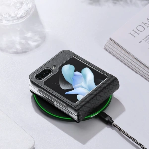 Hurtownia GSM - Etui Samsung Galaxy Z Flip 5 5G aus Leder mit Klappe, Geldbörse, Rückenschale Dux Ducis Bril schwarz - DDS1800 - {ean13} - Hurt