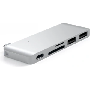 Hurtownia GSM - Hub Satechi Type-C USB Pass-through do urządzeń mobilnych USB-C 60W, 2x USB-A, czytnik kart micro/SD silver - STH83 - {ean13} - Hurt