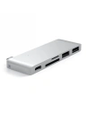Hub Satechi Type-C USB Pass-through mobil USB-C eszközök számára 60W, 2x USB-A, micro/SD kártyaolvasó ezüst színben