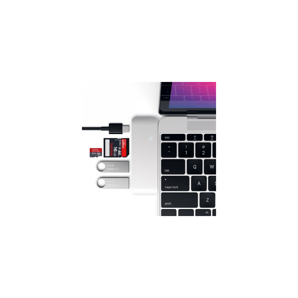 Hurtownia GSM - Hub Satechi Type-C USB Pass-through für mobile USB-C Geräte 60W, 2x USB-A, micro/SD Kartenleser silber - STH83 - {ean13} - Hurt