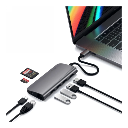 Hub USB C multiport HDMI 4K, 3x USB, Ethernet, USB C 60W Satechi